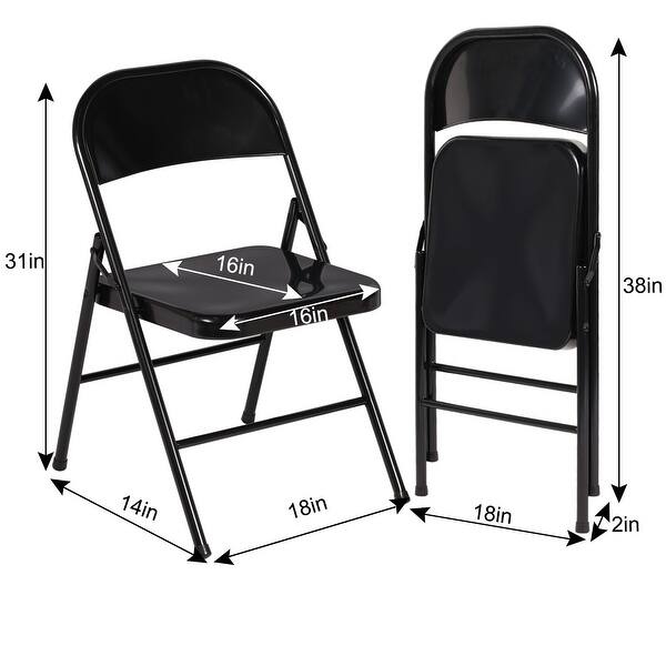 Taomika 5-Piece Black Folding Game Room Card Table and Steel Chairs Set