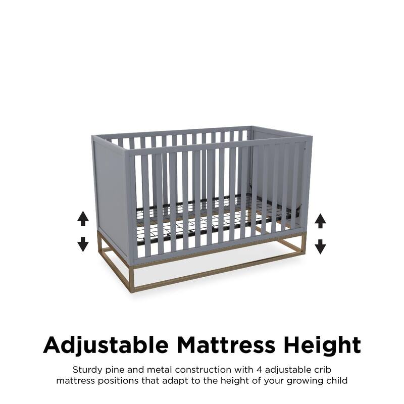 Little Seeds Haven 3 in 1 Convertible Wood Crib with Metal Base