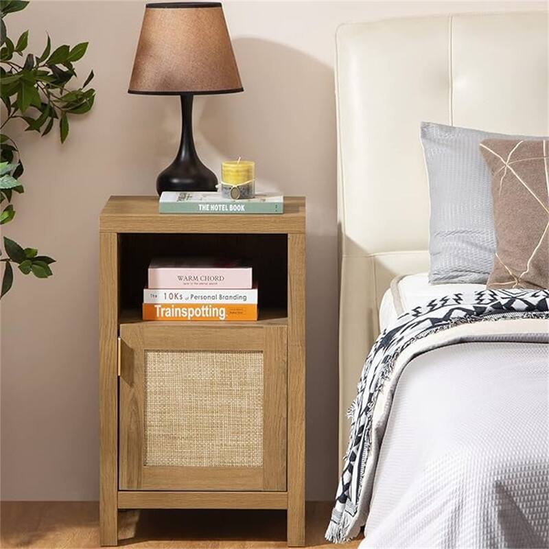 Nightstand with Storage Cabinet - Oak