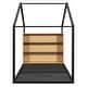 preview thumbnail 10 of 11, Black Twin Size Metal Wood House Bed Frame with Shelves and Lights