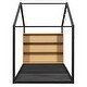 preview thumbnail 37 of 50, Full Size Metal House Bed Frame with Yellow LED lights and Shelves