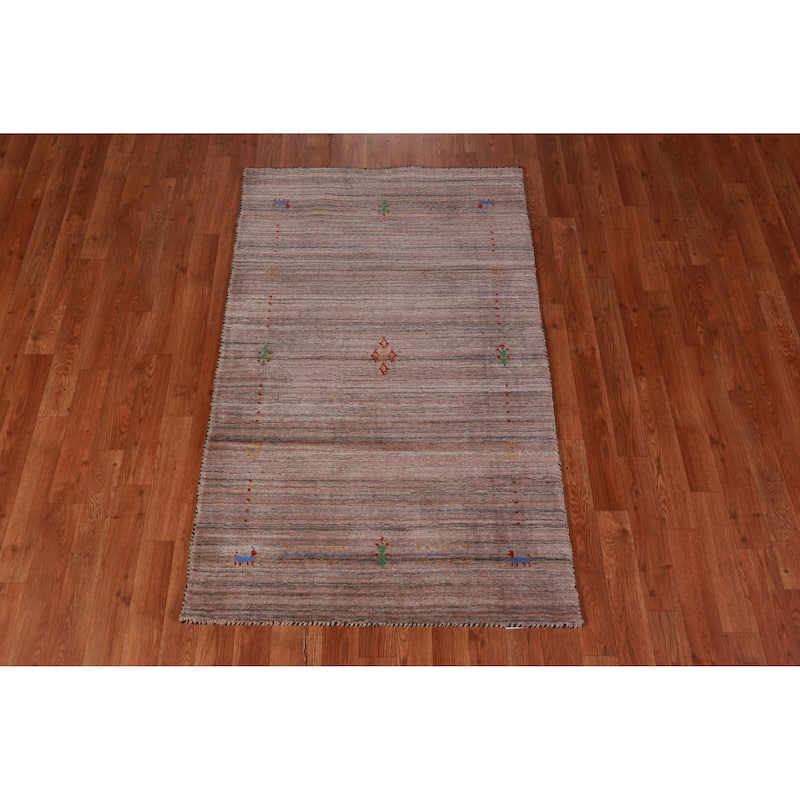 Brown Tribal Gabbeh Indian Rug Handmade Cntemporary Foyer Wool Carpet - 3'0" x 4'11"