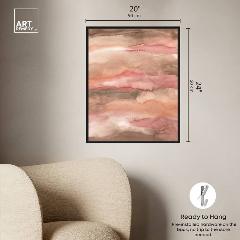 Art Remedy Loose Powder Framed Boho Abstract 1 Piece Canvas Wall Art