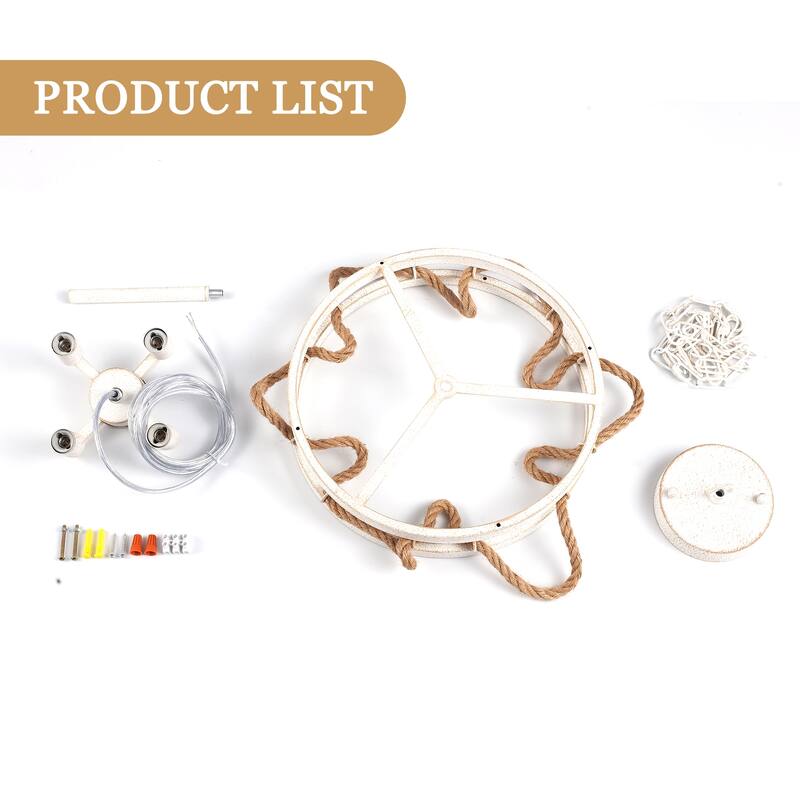 4-Light Circle Rustic Hanging Candlestick Linear Chandelier Lighting Fixture for Kitchen Island