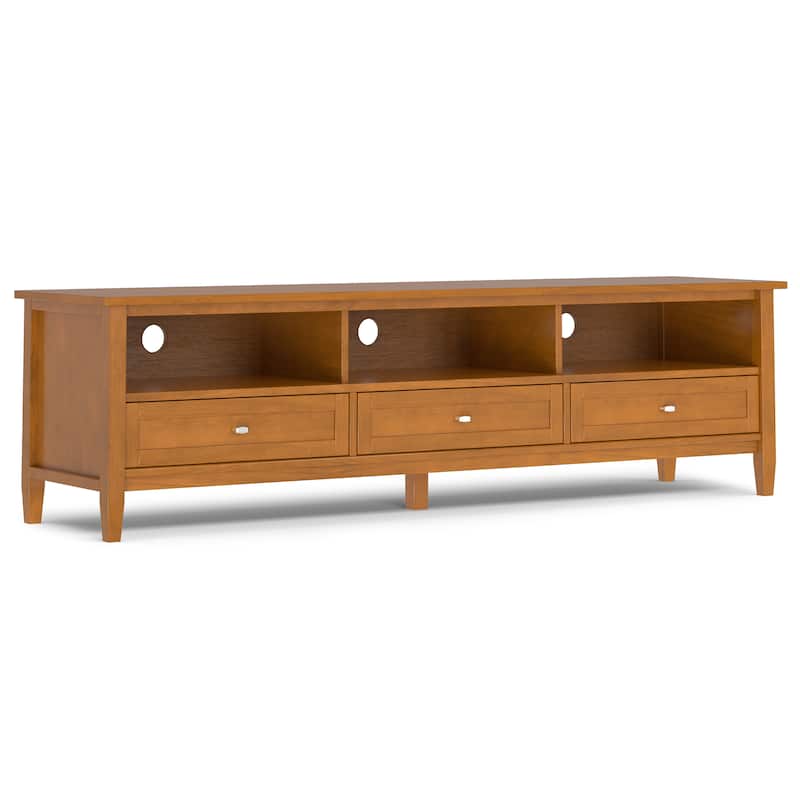 WYNDENHALL Norfolk SOLID WOOD 72" Wide Transitional TV Media Stand For TVs up to 80" - 18" d x 72" w x 20" h