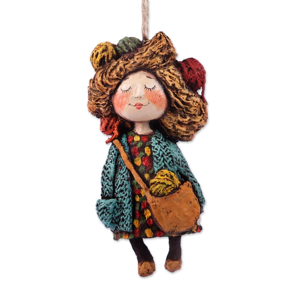 Novica Handmade Dreamy Yarns Papier Mache Ornament