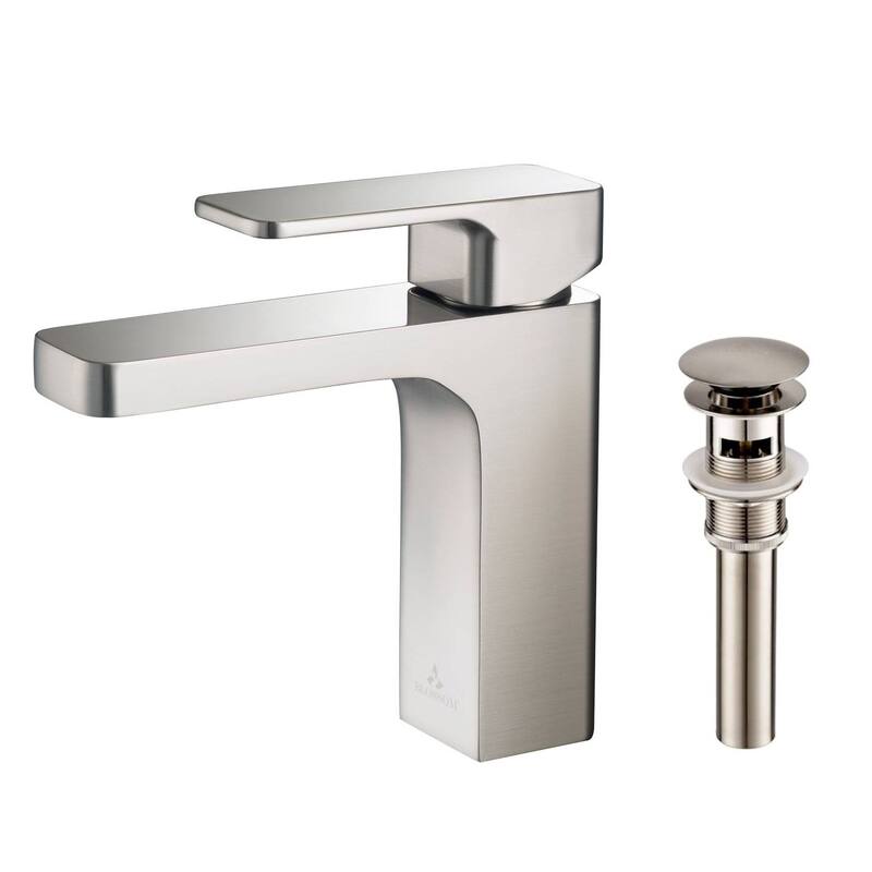Solid Brass Lead-free Single-handle High Arc Bathroom Faucet - Brush Nickel w/ Pop-up