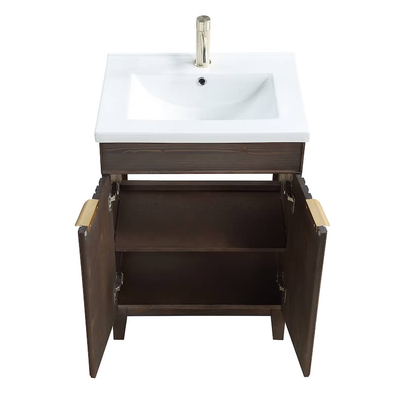Palos Single Bath Vanity with Ceramic Basin Top without Mirror