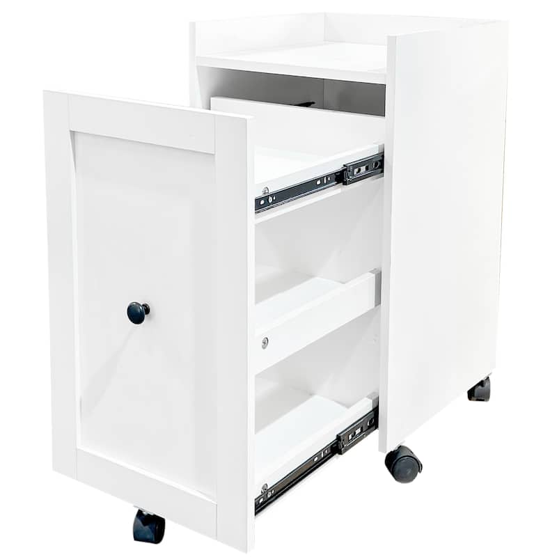 Mobile Pull-Out Pantry Organizer Rack with Wheels & Multi-Layer Snack Storage