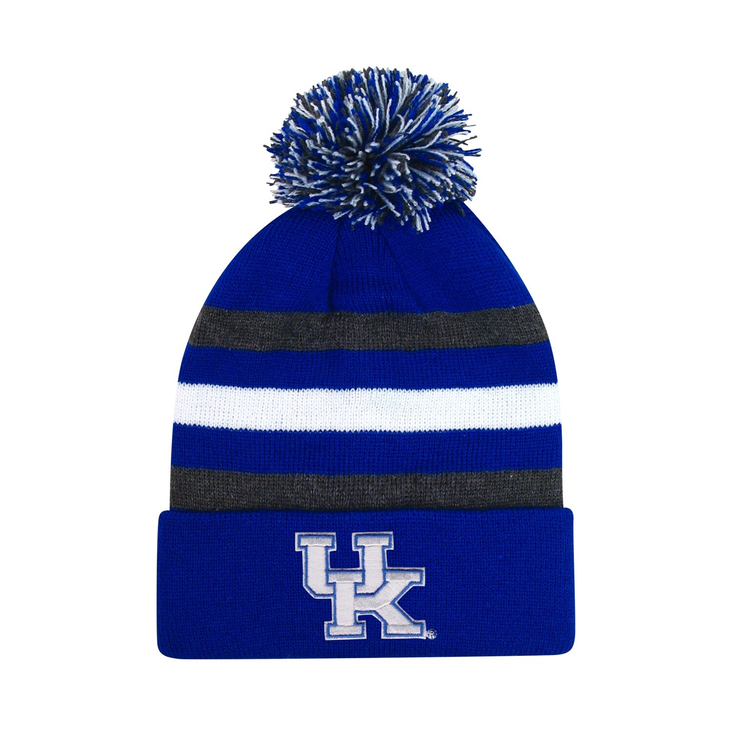 Shop University Of Kentucky Youth Striped Knit Cuff Hat With Pom