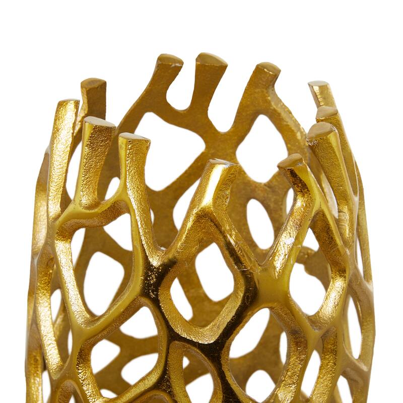 Gold Aluminum Metal Cutout Coral Decorative Vase