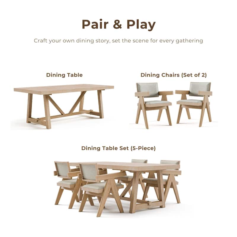 Furniture of America Rockinwel Modern 5-Piece Natural Oak Wood Dining Table Set