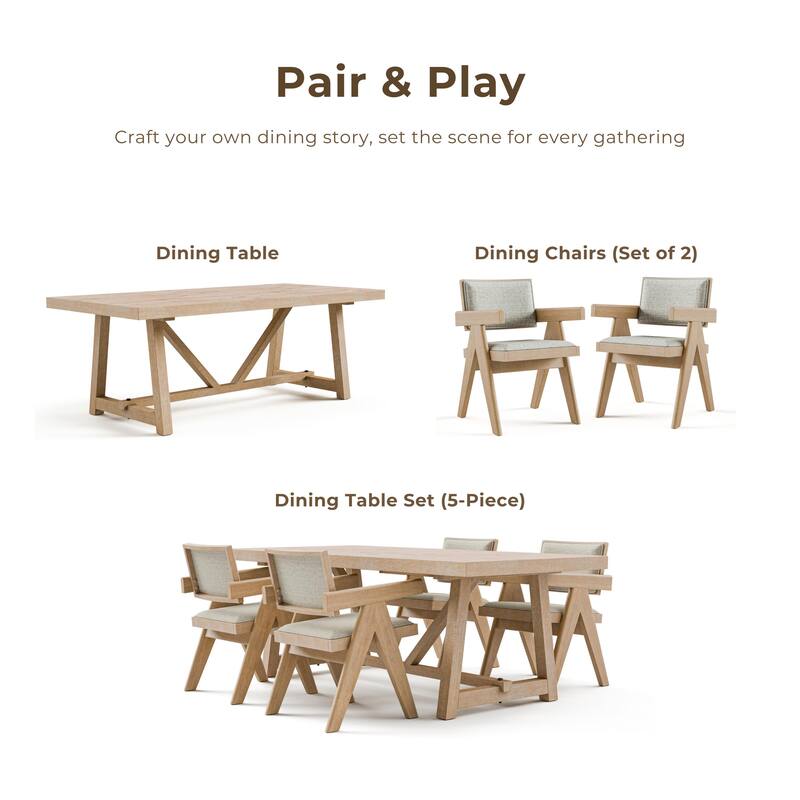 Furniture of America Rockinwel Modern Natural Oak Wood Upholstered Dining Chairs (Set of 2)
