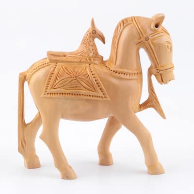 Novica Handmade Mughal Steed Wood Sculpture
