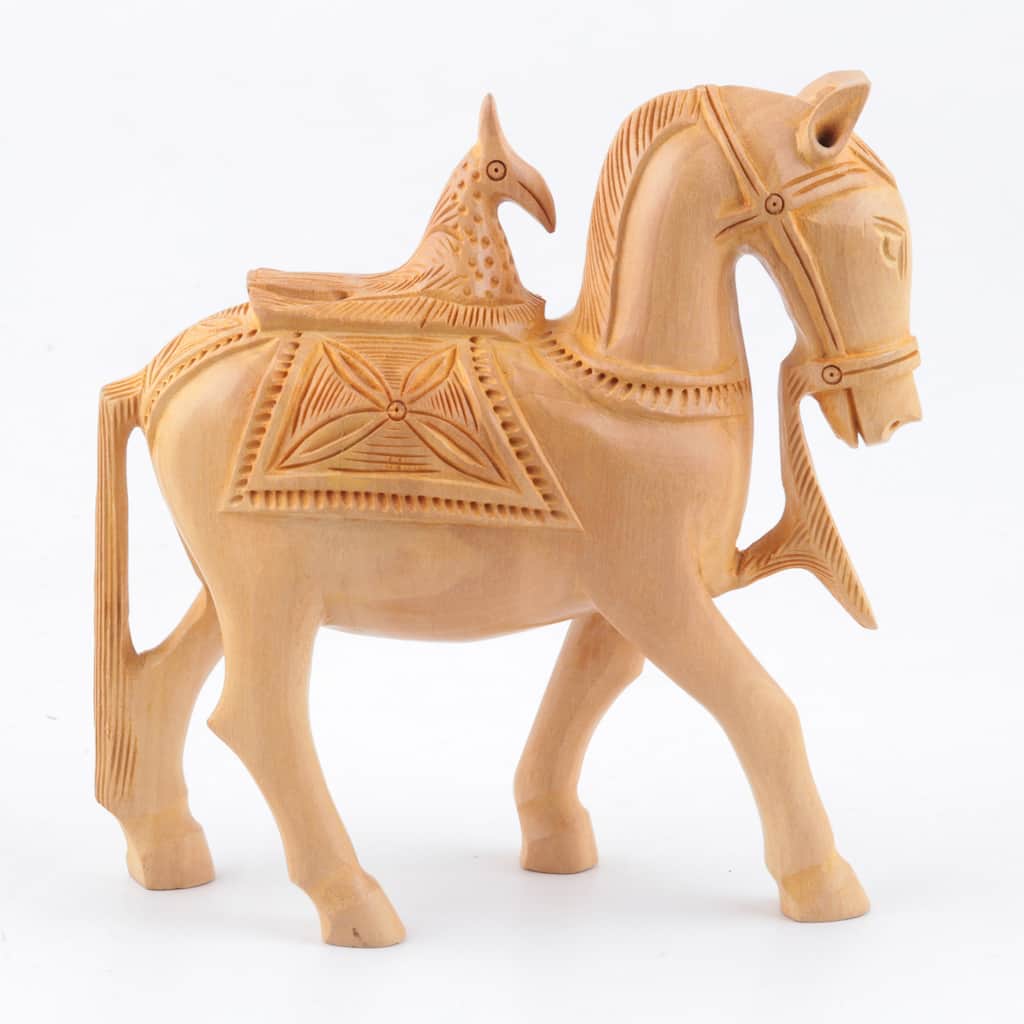 Novica Handmade Mughal Steed Wood Sculpture