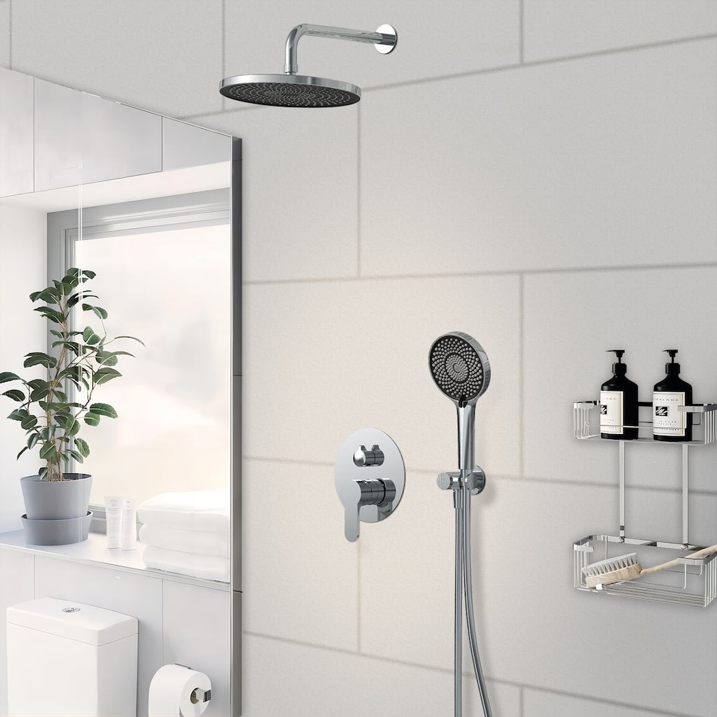 GIVINGTREE Single-Handle 4-Spray 10 In. Round Wall Mount Shower Faucet with Valve