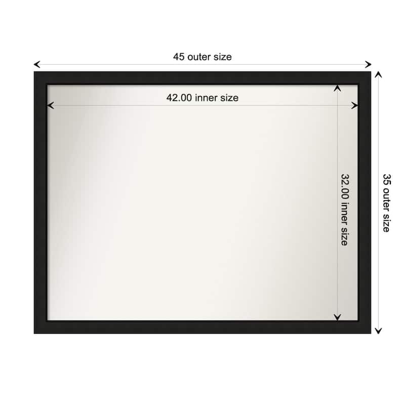 Midnight Black Narrow Framed Non-Beveled Custom Wall Mirror, Bathroom Vanity Mirror - Outer Size: 45.25 x 35.25