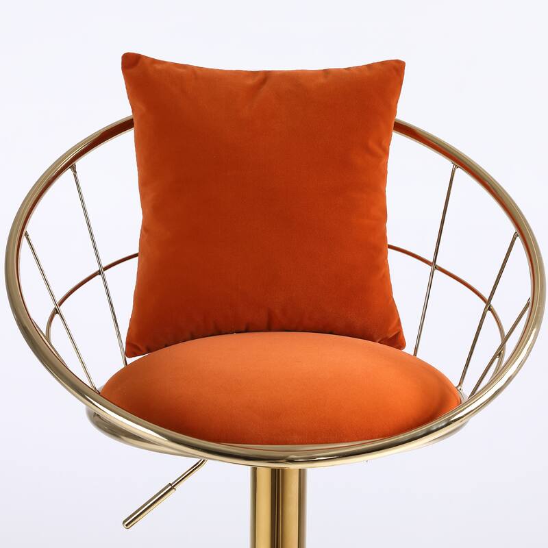 Velvet Bar Chair, 360 Degree Rotation Adjustable Counter Chair Set of 2