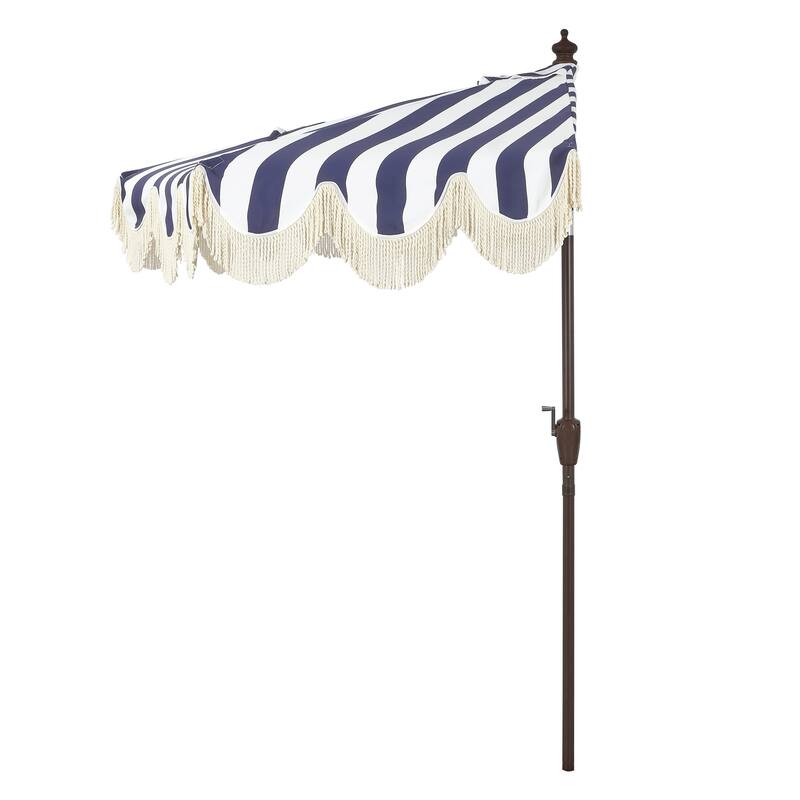 9ft Half Market Umbrella, Scalloped, Crank, Tilt, UV, by JONATHAN Y