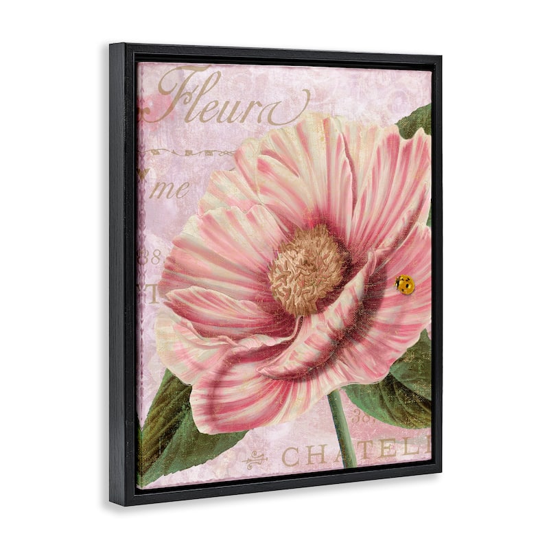 Stupell French Flower & Ladybug Framed Floater Canvas Wall Art Design By Sasha