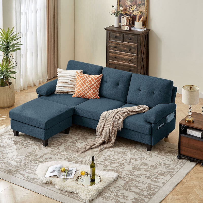 86.22" L Shaped Sectional Sofa with Side Storage Pockets