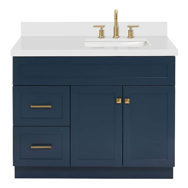 Ariel F043SRWQRVO Hamlet 43" Free Standing Single Basin Vanity Set - Midnight Blue / Pure White Top - Painted