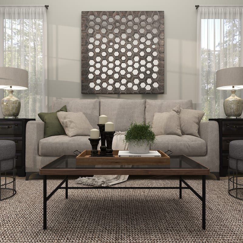 Gray Wooden Handmade Inspired Coral Home Wall Decor with Mirror Backing