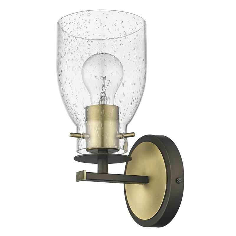 Shelby Oil Rubbed Bronze/ Antique Brass Bath/ Vanity Fixture w/ Clear Seedy Glass