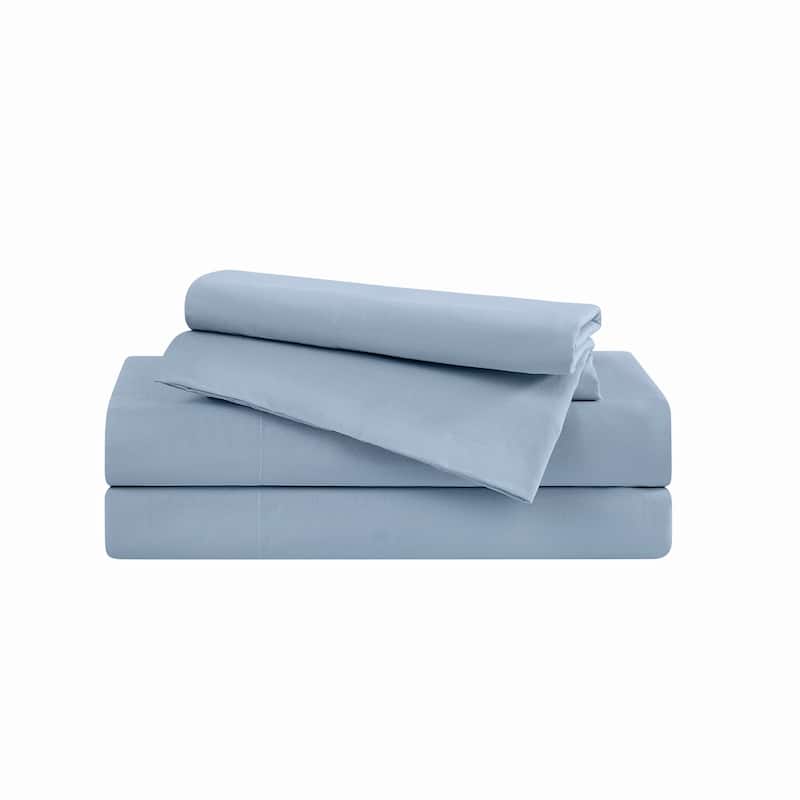 The Farmhouse by Rachel Ashwell Washed Solid Cotton Sheet Set - Light Blue - Full