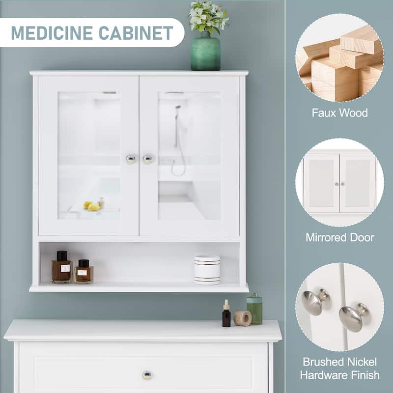 30" Bathroom Vanity With Matching Mirror Medicine Cabinet Combo Set,Ceramic Sink, Wall-Mounted Medicine Cabinet