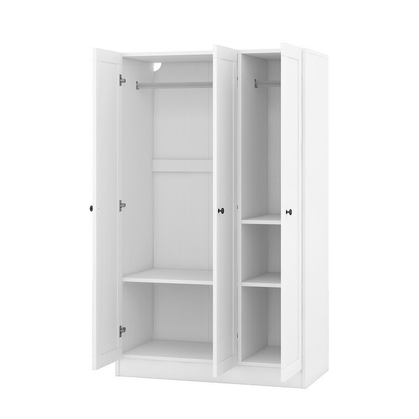 3-Door Shutter Wardrobe with Shelves & Hanging Clothes Rod