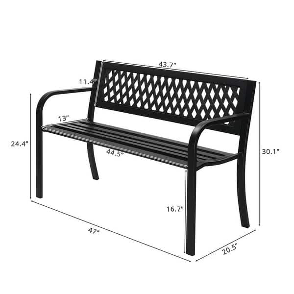 Outdoor 2-Person Black Metal Bench - Bed Bath & Beyond - 37032196