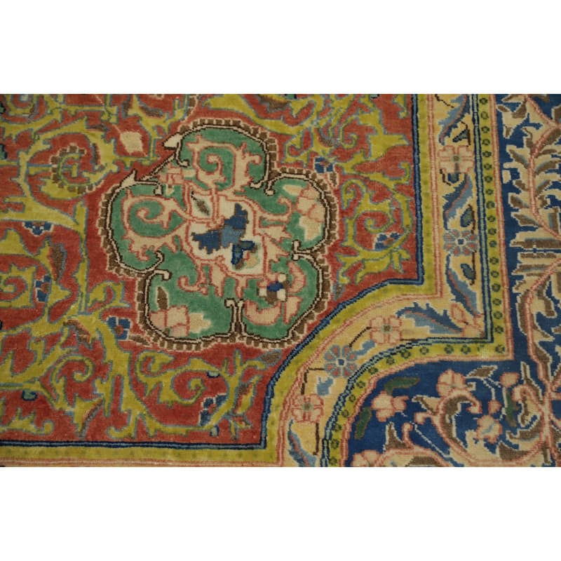 Hand Knotted Oriental 100% Wool Carpet Traditional Floral Oranges & Rust Kerman Area Rug - 12' 0'' X 8' 9''