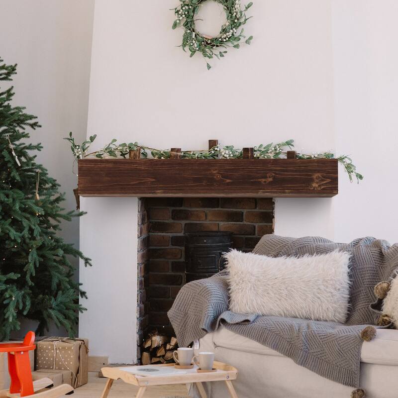Home Decor Rustic Solid Wood Decorative Wall Shelf, Fireplace Mantel