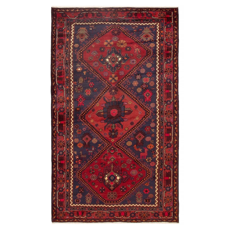 ECARPETGALLERY Hand-knotted Anadol Navy, Red Wool Rug - 4'11 x 8'6 - Navy/ Red - 4'11 x 8'6