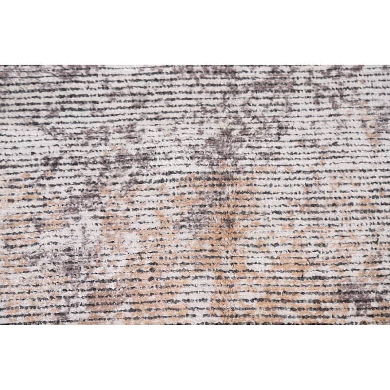 Beige Modern Abstract Area Rug Hand-Knotted Wool Carpet - 6'5"x 9'6"