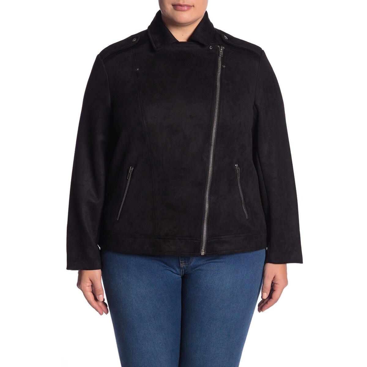 Shop Philosophy Black Women S Size 1x Plus Suede Motorcycle Jacket