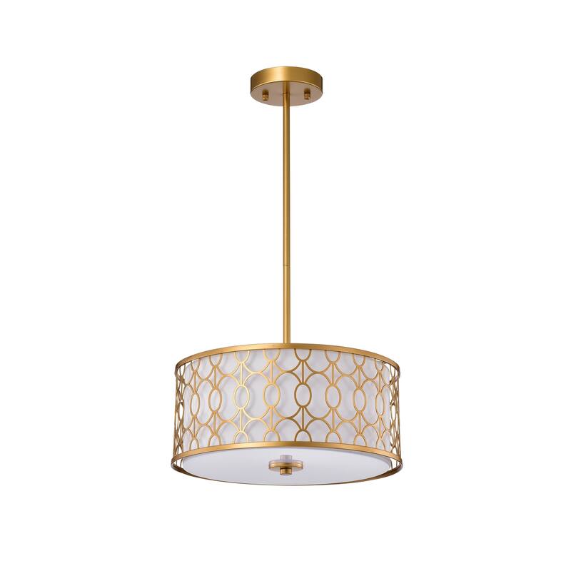 Corrigan Matte Gold 3-Light Fabric Shade Drum Chandelier