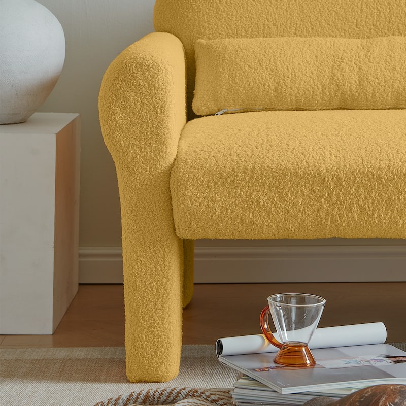 Teddy Fabric Accent Chair with Lumbar Pillow
