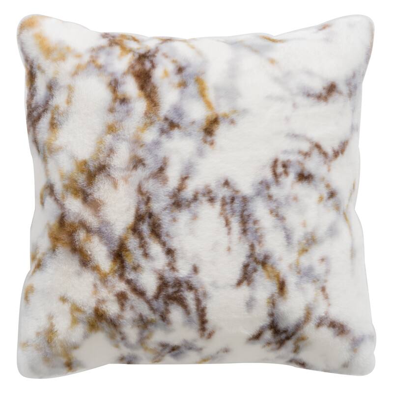 Faux Rabbit Fur Printed Pillow - Accent - 20-inch - Polyester - Multi-Color - Single