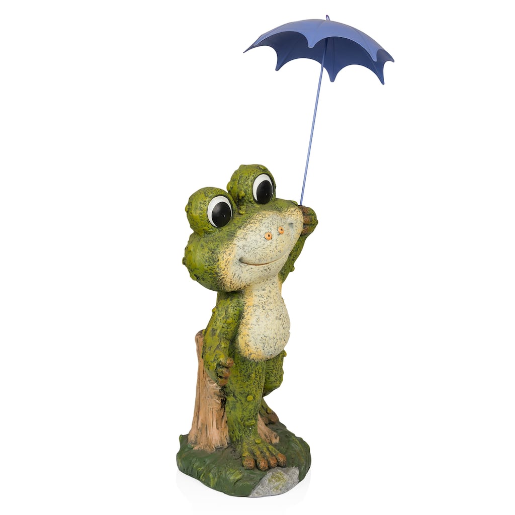 Smiling Frog with Purple Umbrella Statue