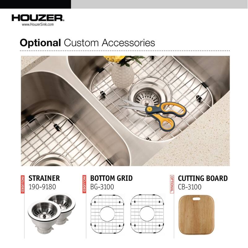 Houzer MD-3109-C Medallion Classic 31-1/2" Undermount Double Basin - Stainless Steel