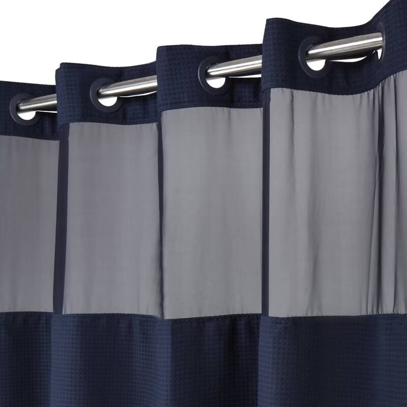 No Hook Waffle Weave Shower Curtain with Snap-in Liner