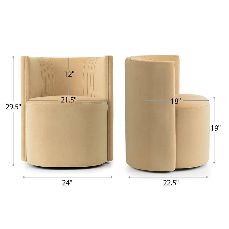 Velvet Swivel Rolling Accent Chairs with Casters