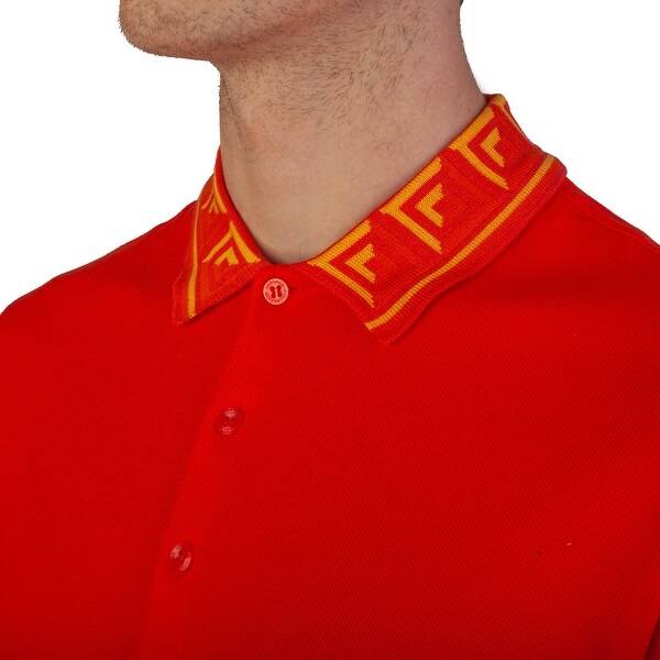 Versace Collection Mens Cotton Pique Baroque Collar Polo Shirt Black