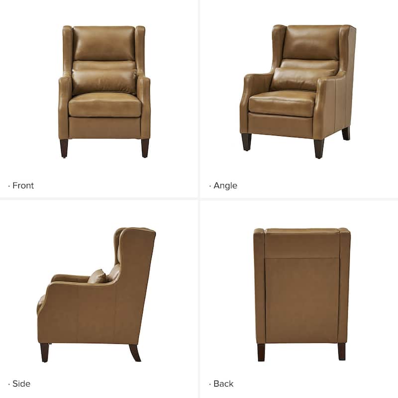 Erich Genuine Leather Wingback Armchair with Pillow by HULALA HOME