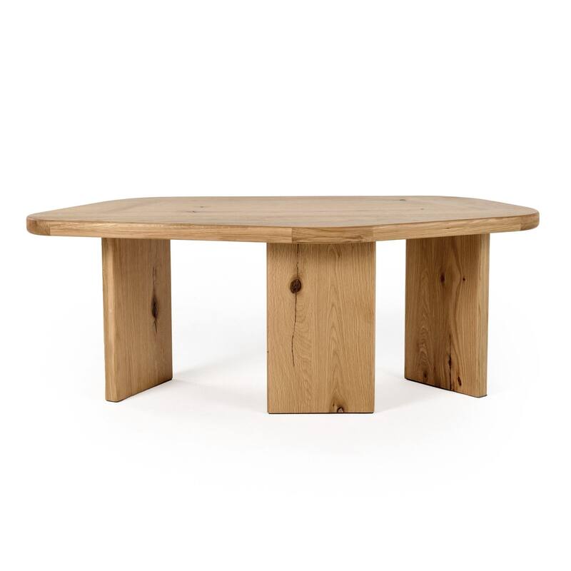 Cid Kirk Coffee Table Set of 2, Freeform Shape, Natural Oak Wood Frame