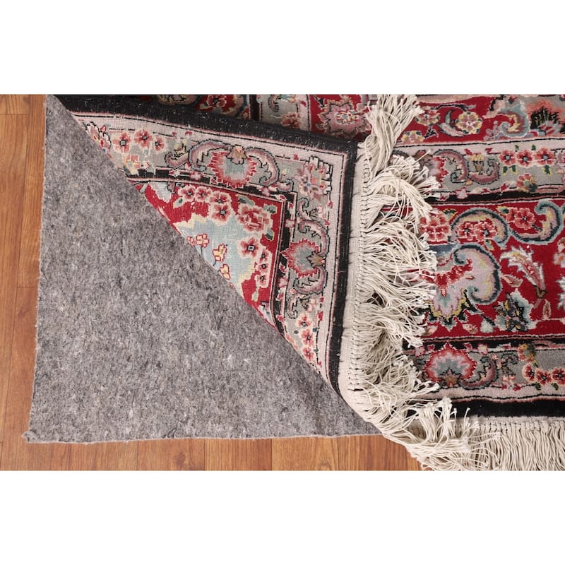 Floral Black Aubusson Chinese Area Rug Hand-Knotted Wool Carpet - 8'3"x 10'0"