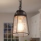 preview thumbnail 11 of 17, Mini Modern Coastal Brass/ Bronze Lantern Pendant LED Dimmable Kitchen Island Lighting with Glass - 5 inches Rusty ORB