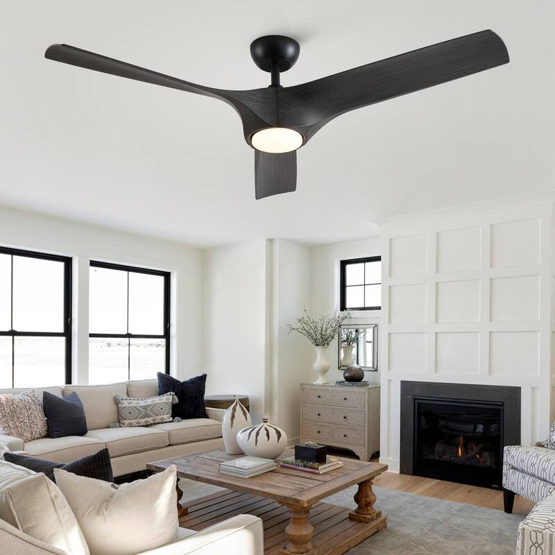 YUHAO 56 inch 6 Speed Quiet DC Motor Indoor Matte White Ceiling Fans with Lights and Remote Control